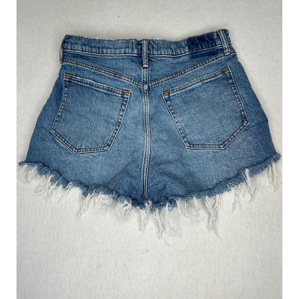 Abercrombie & Fitch Curve Love The Mom Short High Rise Denim Blue 29 8 Distressd - Picture 5 of 8